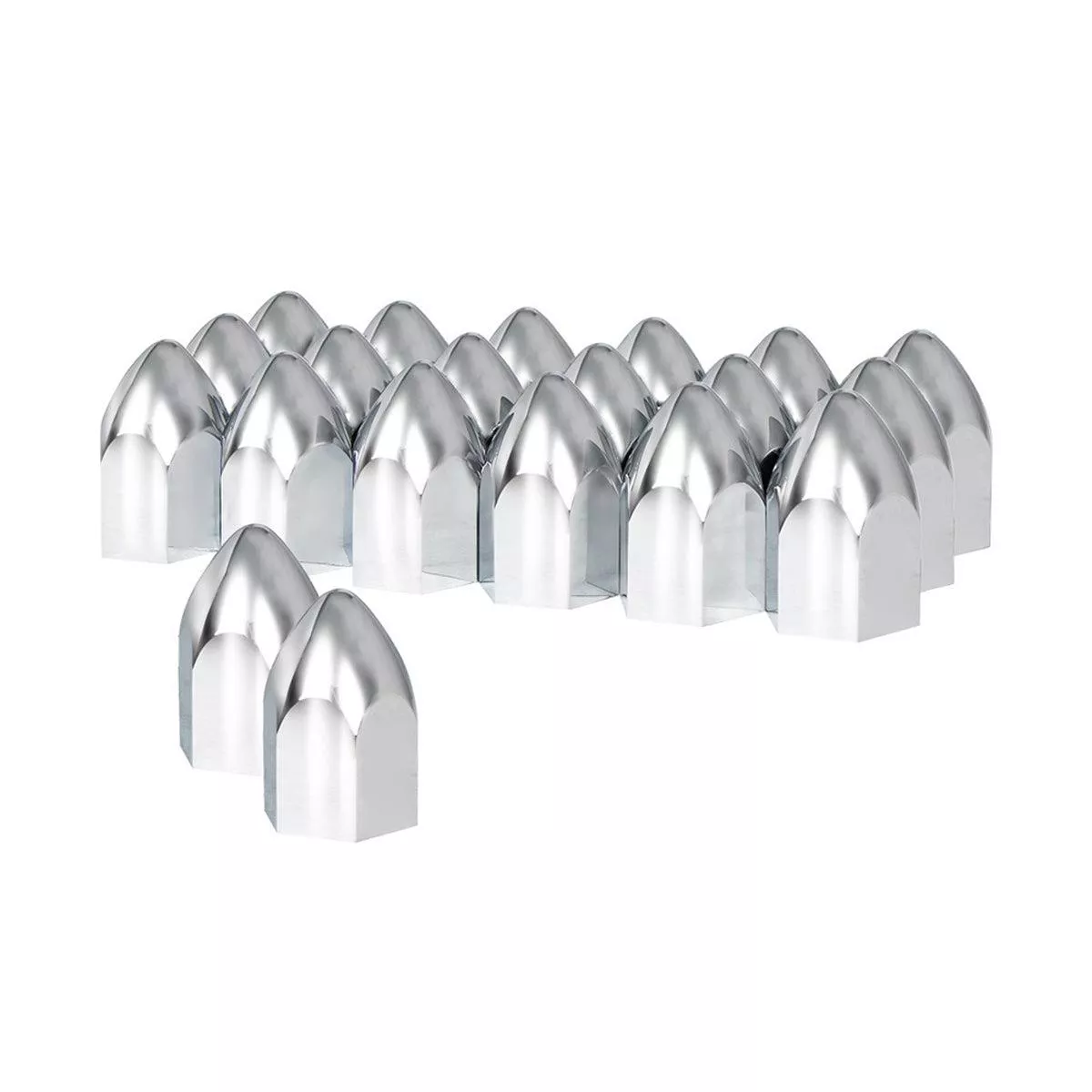 1-1/2″ X 2-3/4″ Chrome Plastic Bullet Nut Covers – Push-On (Individual, 20 Pack or 60 Pack)