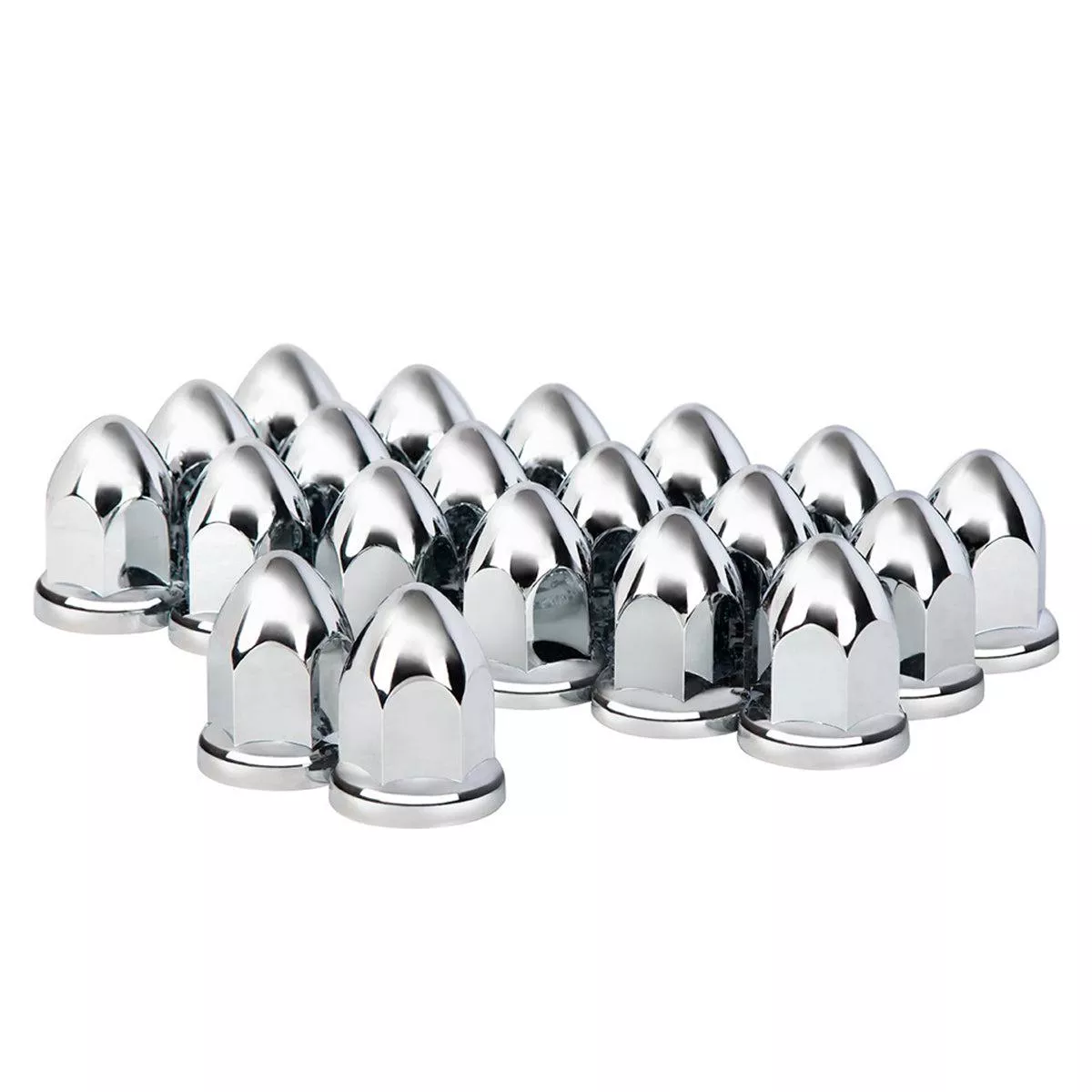 1-1/2″ x 2-3/4″ Chrome Plastic Bullet Nut Covers With Flange – Push-On (20-Pack)