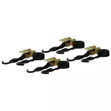 1 In X 16 Ft Black Cargo Straps W/ S-Hooks – Pack Of 4