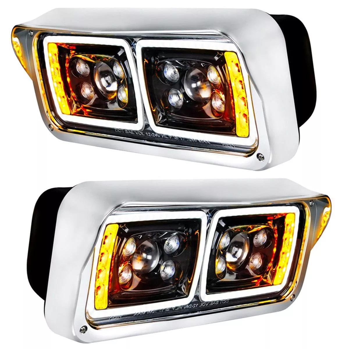 10 High Power LED “Blackout” Projection Headlight w/ LED Turn Signal & Position Light Bar (Driver or Passenger Side)