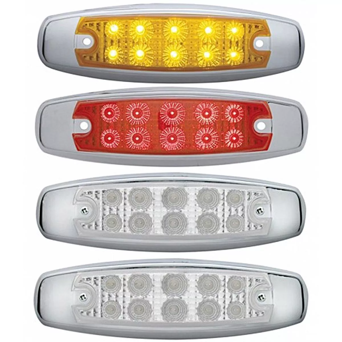 10 LED Reflector Rectangular Clearance/Marker Light – Amber or Red LEDs (Amber, Red or Clear Lens)