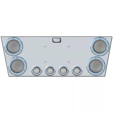 12 Inch Stainless Steel Rear Center Panel W/ 4 – 4 Inch, 4 – 2 Inch Round Red/Clear LEDs