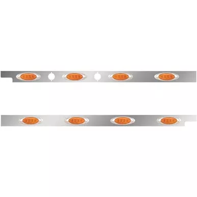 2.5 Inch Stainless Steel Cab Panel W/ 4 P1 Amber/Amber LED Lights For Peterbilt 567, 579 – Pair