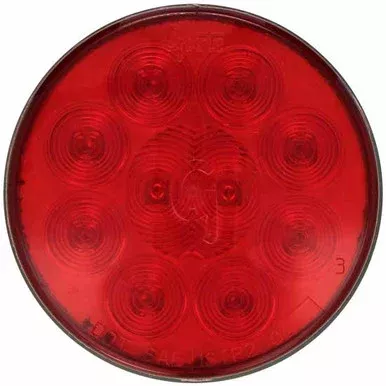 4 Inch 10 Diode Round Stop, Turn, Tail Light W/ Grote Style Plug – Red LED / Red Lens
