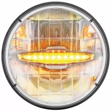 7 Inch Round High Power 3 Diode Dual Function LED Headlight W/ Daytime Running Light Bar