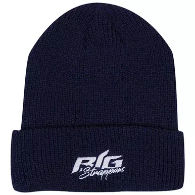 Big Strappers Classic Knit Navy Blue Beanie