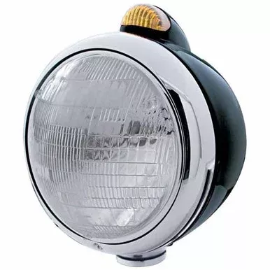 Black Guide 682-C Headlight W/ H6024 Halogen Bulb, 5 Diode LED Dual Function Top Mount Light