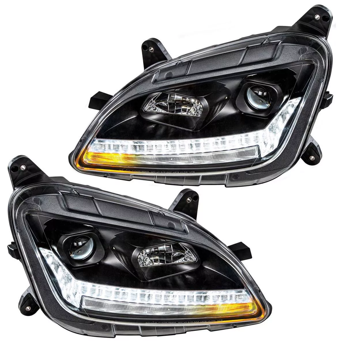 “Blackout” Projection Headlight With LED Sequential Turn & DRL For 2012-2021 Peterbilt 579 (Driver or Passenger Side)