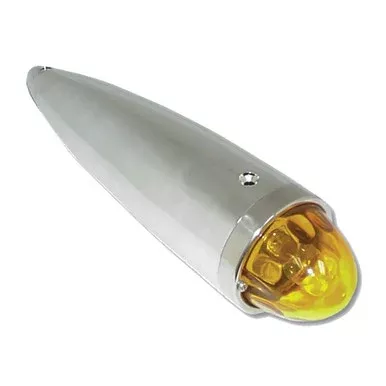 Cab Marker Light With Chrome Housing, Bezel, & Visor – Dark Amber Lens
