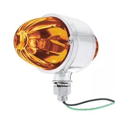 Chrome Double Face Watermelon Light with Amber Glass Lens