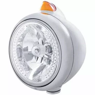 Chrome Guide 682-C Halogen Headlight W/ 34 White Diode Position Light & Original Style Signal Light
