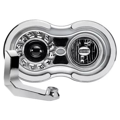 Chrome Retro LED Projector Headlight Assembly With Dual Halo Accents