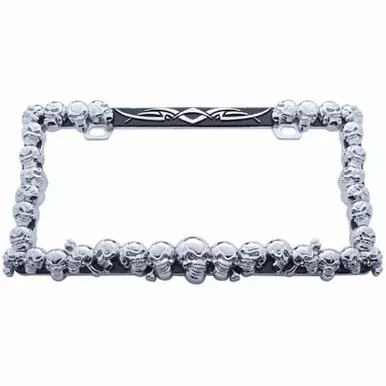 Chrome Skulls License Plate Frame