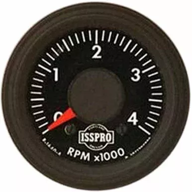 Isspro 2-1/16 Inch Tachometer Gauge 0-4K W/ Black Face, Red Pointer, Black Bezel