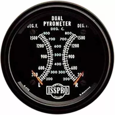 Isspro 3 Inch Dual Pyrometer 300-1500F W/ Black Face, Red Pointers, Black Bezel