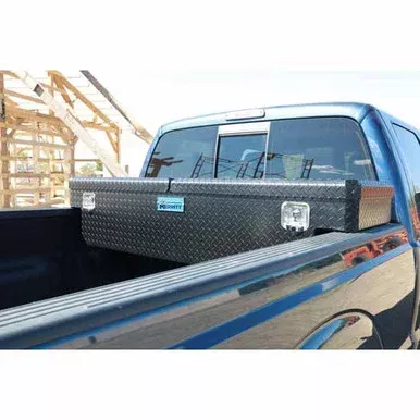 Merritt Diamond Plate Aluminum Extra Deep Double Door Crossbody Box For Mid Size Trucks