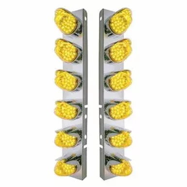 SS Front Air Cleaner Bracket W/ 12X 19 LED Reflector Lights & Visors