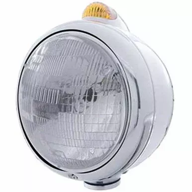 Stainless Guide 682-C Headlight W/ H6024 Halogen Bulb, 5 LED Signal Light