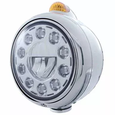 Stainless Steel 7 Inch LED 11 Diode Headlight W/ Dual Function Marker Light