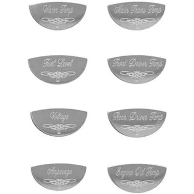 Stainless Steel Engraved Gauge Emblem For Peterbilt 359, 375, 377, 378, 379 – Pack Of 8