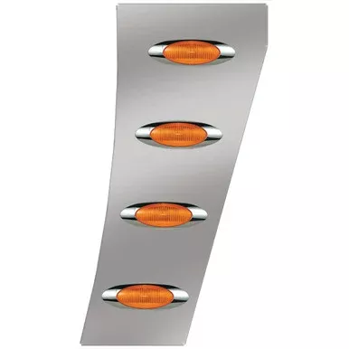 Standard Cowl Panels With 4 M1 Millennium Amber LED Lights For Peterbilt 388, 389 – Pair