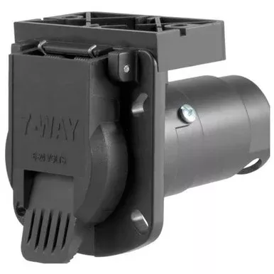 Vehicle-Side 7-Way RV Blade Connector Socket W/ Integrated Bracket