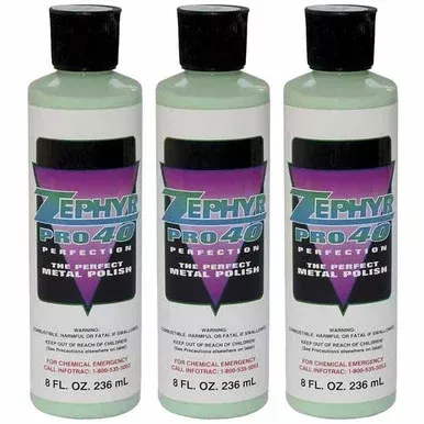 Zephyr Pro-40 Perfection Metal Polish – 3 Pack 8 Oz Bottles